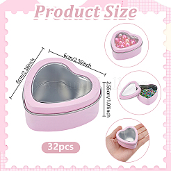 32Pcs Heart Shaped Iron Packing Boxes with Visible Window Lid&nbsp;CON-GO0001-17