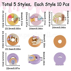 50Pcs 5 Styles Opaque Resin Imitation Food Cabochons&nbsp;RESI-SC0002-94