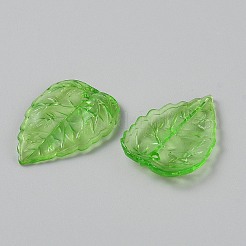 透明なアクリルパーツ  葉  ライムグリーン  27.5x19x3.5mm  穴：1.8mm&nbsp;OACR-CJC0006-25A