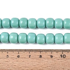 オペークガラスビーズ連売り  コラム  ターコイズ  9.5~10x8mm  穴：1~1.2mm  約45~49個/連  14.17~16.14インチ（36~41cm）&nbsp;GLAA-Q106-02A-B06