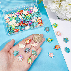 80個8色合成ターコイズビーズ  染め  ウミガメ  ミックスカラー  17~18x14~14.5x7mm  穴：1~1.6mm  10個/カラー&nbsp;TURQ-HY0001-13