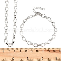 304ステンレススチールアズキチェーンブレスレット＆ネックレスジュエリーセット  カニカン付き  ステンレス鋼色  570mm&nbsp;SJEW-L199-01P