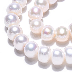 天然養殖淡水パールビーズ連売り  ロンデル  貝殻色  8~9.5x5.5~7mm  穴：0.7mm  約56~60個/連  14.88インチ〜15.87インチ（37.8~40.3cm）&nbsp;PEAR-N015-08A