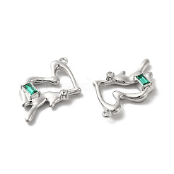 合金ペンダント  ガラスと  プラチナ  鉛フリー＆カドミウムフリー  ハートチャーム  グリーン  33.5x20x5.5mm  穴：1.4mm&nbsp;PALLOY-K001-085P-02