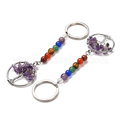 Gemstone and Natural Amethyst Chakra Keychain&nbsp;KEYC-P037-B02