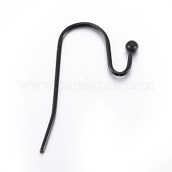 304ステンレススチールピアスフックイオンプレーティング（IP）  電気泳動黒  21x14mm  22ゲージ  ピン：0.6mm&nbsp;LS-STAS-L211-14-B