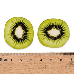不透明なプリントアクリルパーツ  キウイフルーツ  33x30x2mm  穴：1.6mm&nbsp;OACR-I020-02A