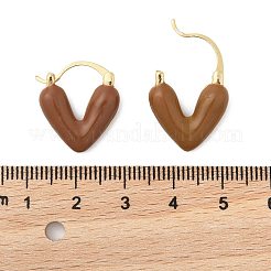 Brass Heart Hoop Earrings&nbsp;EJEW-R013-03G