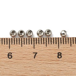 変色しない304ステンレススチールの丸い縫い目ビーズ  ジュエリークラフト作り用  ステンレス鋼色  3x3mm  穴：1mm&nbsp;A-STAS-R032-3mm