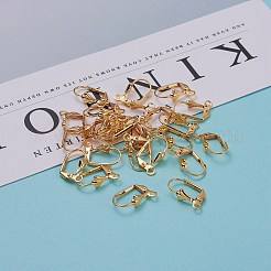 真鍮製フレンチフックピアスパーツ  カン付き  長持ちメッキ  18KGP本金メッキ  16x11x5.5mm  穴：2mm  ピン：0.7mm&nbsp;X-KK-F824-006G