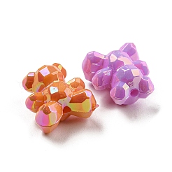 UVメッキ不透明アクリルファセットビーズ  虹色のクマ  ミックスカラー  18~18.5x17x12mm  穴：2.2mm&nbsp;X-MACR-D024-03