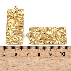 304ステンレスペンダント  イオンプレーティング（ip）  長方形のチャーム  テクスチャ  18KGP本金メッキ  35x15.5x2mm  穴：1.2mm&nbsp;STAS-L295-13G