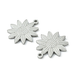 変色しない304ステンレススチール製手磨きペンダント  花のチャーム  ステンレス鋼色  19x16.5x1.5mm  穴：1.5mm&nbsp;STAS-C075-02P
