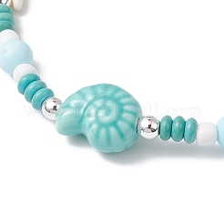 Synthetic Turquoise & Porcelain & Dyed Natural Howlite Beads Stretch Bracelets for Women&nbsp;BJEW-JB11793-01