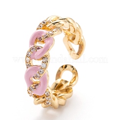 Brass Micro Pave Clear Cubic Zirconia Cuff Rings&nbsp;RJEW-I077-01G