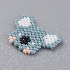 MIYUKI日本のシードビーズ  手作りのペンダント  織機模様  ポリエステル糸で  コアラ  コーンフラワーブルー  17x22.5x1.5mm&nbsp;PALLOY-JF00431-01