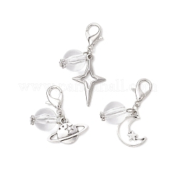Clear Acrylic & Alloy Star & Moon & Planet Pendant Decorations&nbsp;X-HJEW-JM03051