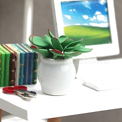 陶器のミニモデル付き鉢植え多肉植物粘土  マイクロランドスケープドールハウスアクセサリー  小道具の装飾のふりをする  ミディアムシーグリーン  35x21mm&nbsp;PW-WG86ED7-01