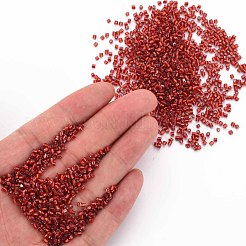 ガラス竹ビーズ  銀並ぶ  ファイヤーブリック  1.8~2.2x1.8~2mm  穴：0.8~0.9mm  約15000個/ポンド&nbsp;SEED-S032-08A-25