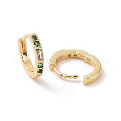 Green Cubic Zirconia Rectangle Hoop Earrings&nbsp;EJEW-P206-10G