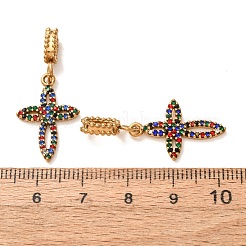 304ステンレススチールラインストーンペンダント  クロスチャーム  イオンプレーティング（ip）  ゴールドカラー  33.5mm  穴：3x6mm&nbsp;RB-CBA5CCB-05F-G