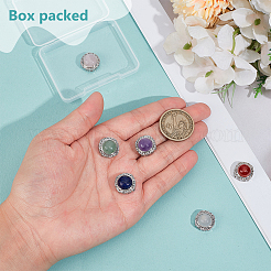 6Pcs 6 Styles Brass Pave Natural Amethyst & Rose Quartz & White Agate & Green Aventurine & Carnelian & Lapis Lazuli Multi-Strand Links&nbsp;KK-BC0015-17A