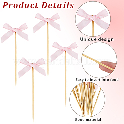 100Pcs Bowknot Cloth Cake Toppers with Wood Stick&nbsp;AJEW-CN0005-62