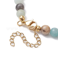 Natural Flower Amazonite &  Synthetic Turquoise Charm Anklets for Women&nbsp;AJEW-AN00616-02