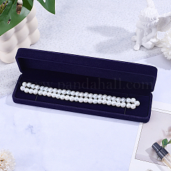 ベルベットネックレスギフト収納ボックス  ヒンジ付き蓋付き  長方形  ミッドナイトブルー  21.9x5.5x3cm&nbsp;CON-BBC0001-30A