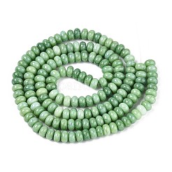 ガラスビーズ連売り  天然石風  ロンデル  染め  ダークシーグリーン  8~8.5x4.5~5mm  穴：1~1.2mm  約155~159個/連  30.12~31.30インチ（76.5~79.5cm）&nbsp;GLAA-N059-5x8mm-42