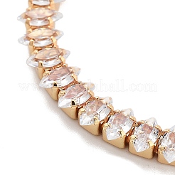 Brass Pave Clear Cubic Zirconia Horse Eye Box Chain Slider Bracelets&nbsp;BJEW-B094-06B-G