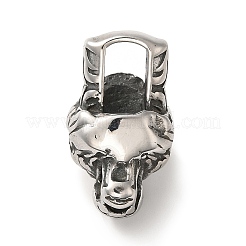 304ステンレス鋼チューブベイル  ループベイル  ヒョウ  アンティークシルバー  32x18x22mm  穴：3.5x3mm  内径：12x7mm&nbsp;STAS-P325-20AS