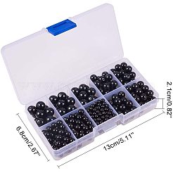 環境に優しい染めガラスパールラウンドパールビーズ  ブラック  4~10mm  穴：0.7mm  416個/箱&nbsp;HY-PH0003-RB080-B