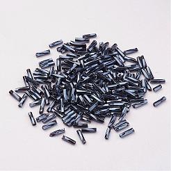 ガラスツイストビューグルビーズ  メタリックカラー  ヘマタイトメッキ  12x2mm  穴：0.5mm  約5000個/袋&nbsp;SEED-E002-12mm-829#