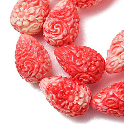 Synthetic Coral Dyed Carved Beads Strands&nbsp;SH-CBAE713-01B