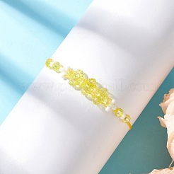 電気メッキガラスビーズ編みビーズブレスレット  女性用ナイロン糸編みブレスレット  花  多面カット  ミックスカラー  内径：5/8~3-1/2インチ（1.5~9cm）&nbsp;BJEW-MZ00183