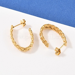 304ステンレススチール製オーバルスタッドピアス  イオンプレーティング（ip）  18KGP本金メッキ  24.5x17.5x5.5mm&nbsp;EJEW-I320-18G