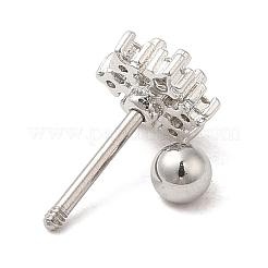Brass Micro Pave Clear Cubic Zirconia Stud Earrings&nbsp;EJEW-L265-04P
