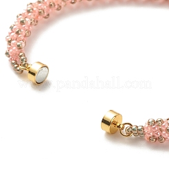 Glass Seed Beaded Bracelet with Brass Magnetic Clasps&nbsp;BJEW-JB07801-04