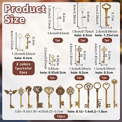 チベット風合金ビッグサイズペンダントトップ  キーホルダーキー  アンティークブロンズ  22~93.5x8.5~40.5x2~7mm  穴：1.2~18mm&nbsp;FIND-PH0038-36