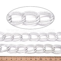 アルミダブルカーブチェーン  テクスチャ  溶接されていない  スプールで  銀  25x16.5~17x1.5mm  約32.81フィート（10m）/ロール&nbsp;CHA-Q001-07S