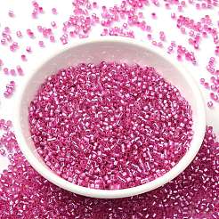 ガラスシードビーズ  銀並ぶ  シリンダー  ショッキングピンク  2x1.5mm  穴：1.4mm  約50398個/ポンド&nbsp;SEED-S042-04B-19