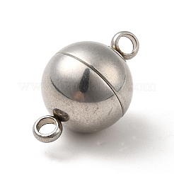 変色しにくい304ステンレススチールのループ付きマグネット留め具  ラウンド  ステンレス鋼色  19.5x12mm  穴：2.5mm&nbsp;STAS-K006-12mm-04C