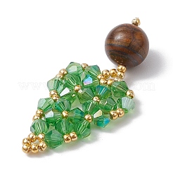 Natural Tiger Eye & Glass Seed Beaded Woven Pendants&nbsp;PALLOY-MZ00364-03