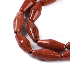 天然石レッドジャスパービーズ連売り  双円錐形  15x6mm  穴：1.2mm  約26個/連  15.16インチ（38.5cm）&nbsp;G-L604-C01-01