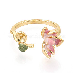 Lotus Brass Enamel Cuff Rings Setting&nbsp;KK-T079-14G