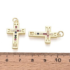 Religion Brass Micro Pave Cubic Zirconia Pendants&nbsp;KK-T080-50G