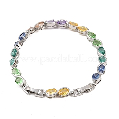 Platinum Tone Brass Micro Pave Cubic Zirconia Tennis Bracelets&nbsp;BJEW-B160-04P-01