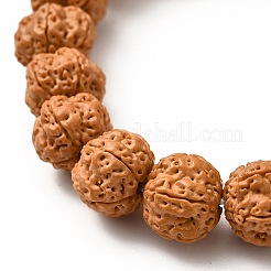 菩提仏数珠ブレスレット  女性用ラウンドナチュラルルドラクシャビーズストレッチブレスレット  チョコレート  内径：2-1/2インチ（6.5cm）&nbsp;BJEW-F446-01