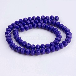 オペークガラスビーズ連売り  多面カット  ロンデル  藤紫色  8x6mm  穴：1~1.5mm  約60~62個/連  39~40cm&nbsp;LS-EGLA-F122-8x6mm-NC02